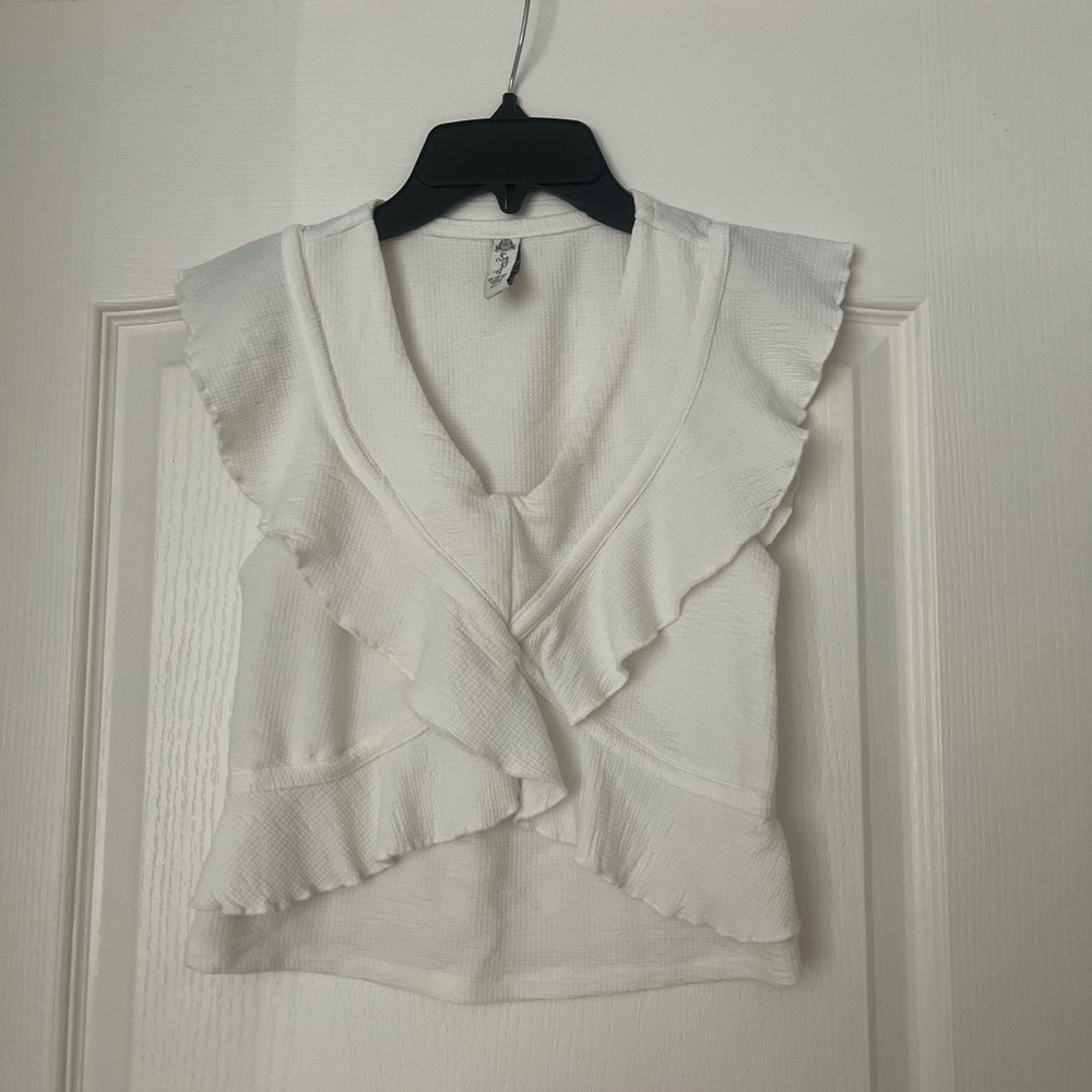 American Rag White Ruffled V-Neck Camisole